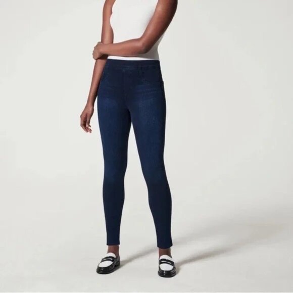 SPANX Pants - Spanx Pull-On Ankle Jean-ish Leggings Dark Wash Tummy Control Slimming